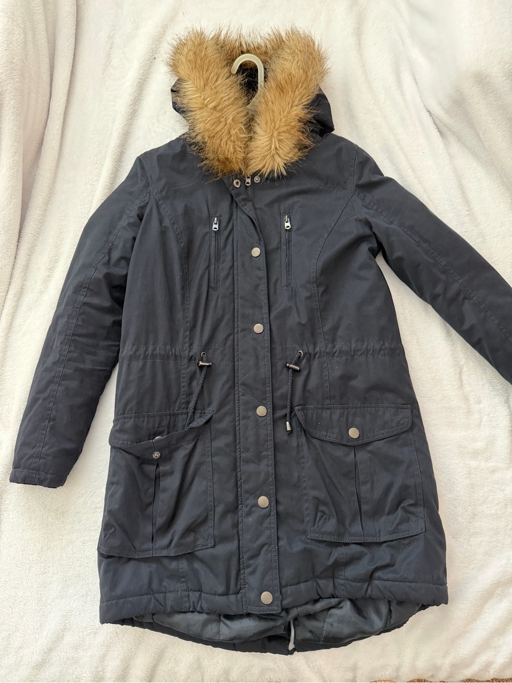 Forever 21 navy blue Parka with Faux Fur Hood